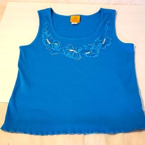 Ruby Rd Embellished Tank Top, Size L